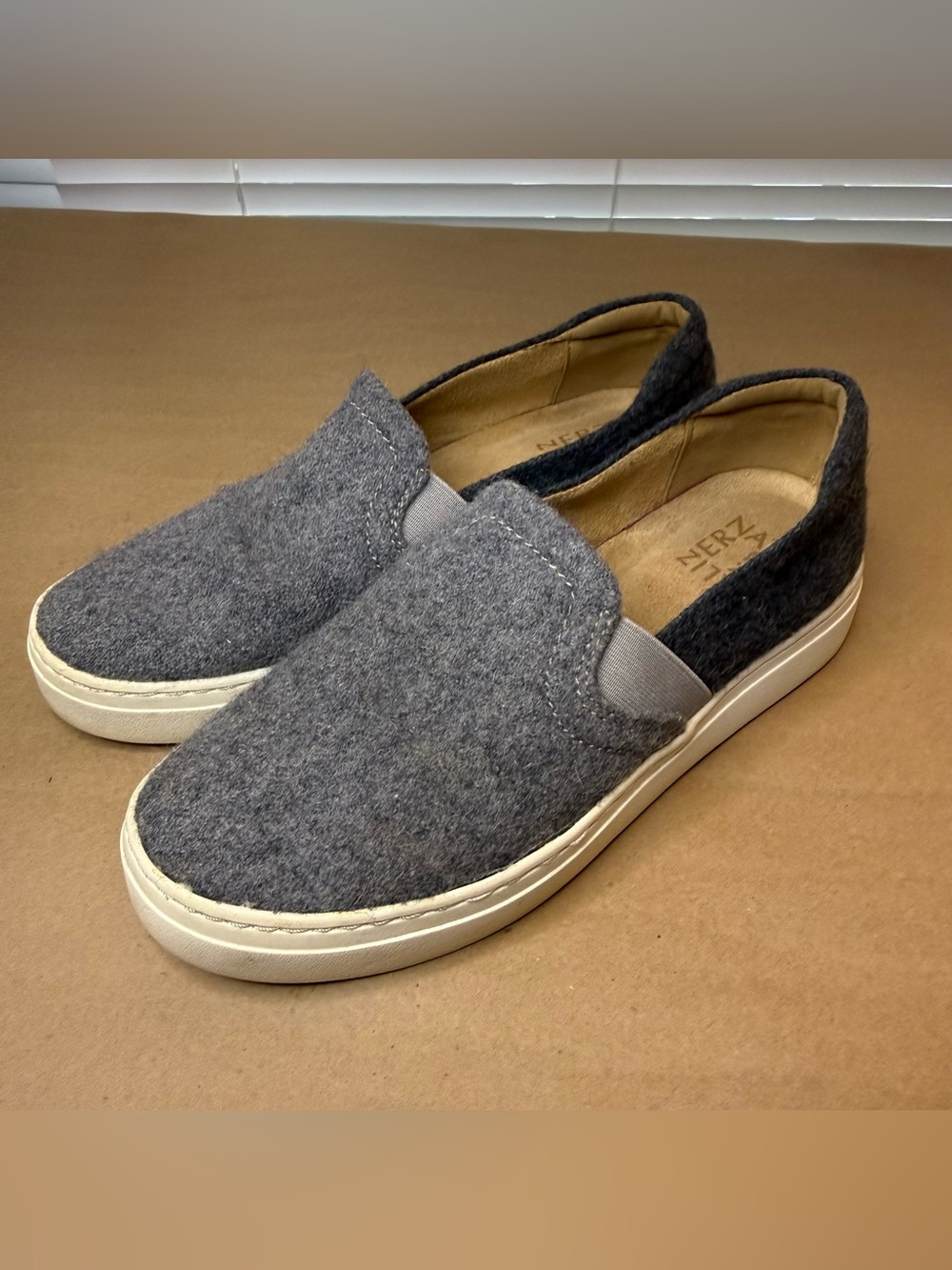 Naturalizer Gray Felt Slip-On Sneakers with White Sole